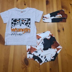 2pcs Baby Girl Outfit With Cow Print Bottoms